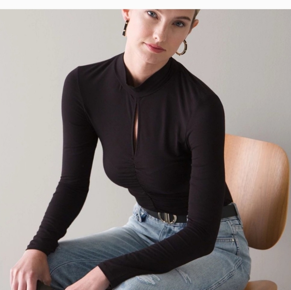 NWT WHBM Long-Sleeved Ruched Bodysuit - Picture 2 of 3